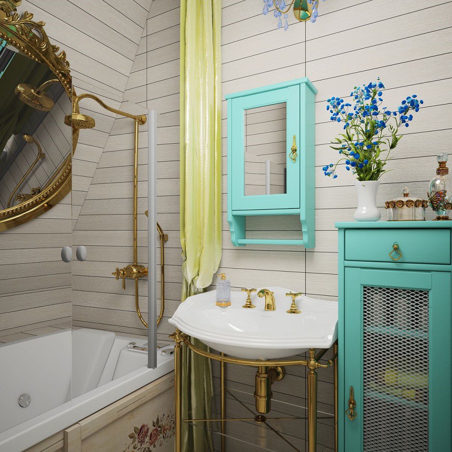 Provence kis fürdőszoba