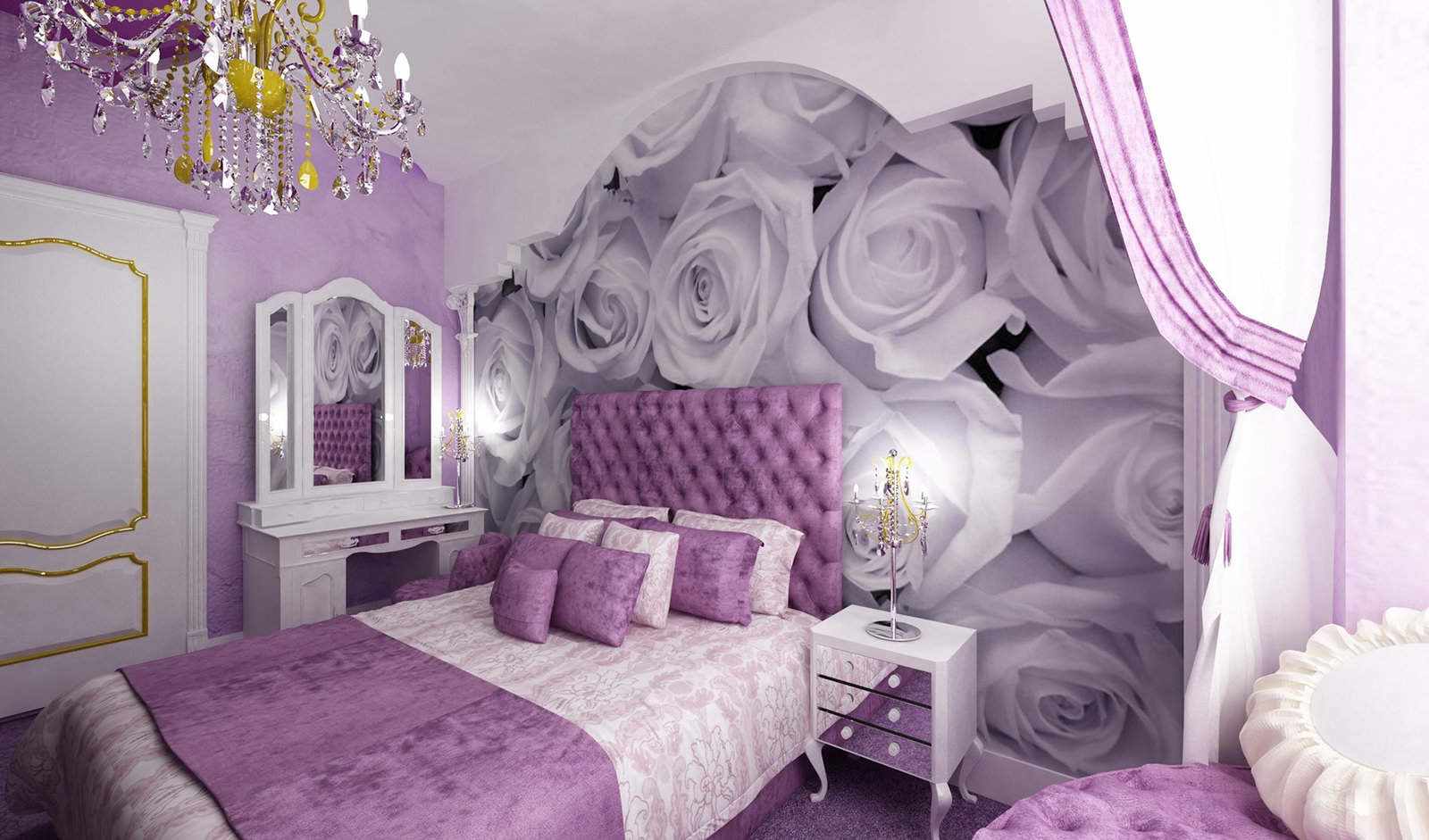 hindi pangkaraniwang lilac bedroom