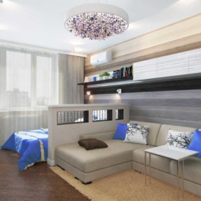 slaapkamer-woonkamer 18 m² decoratie