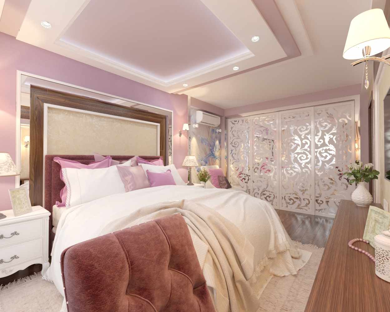 tùy chọn thiết kế phòng ngủ lilac