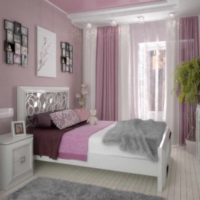 thiết kế phòng ngủ màu hoa cà