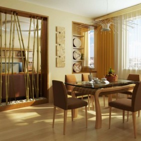 dining room kitchen design with bamboo