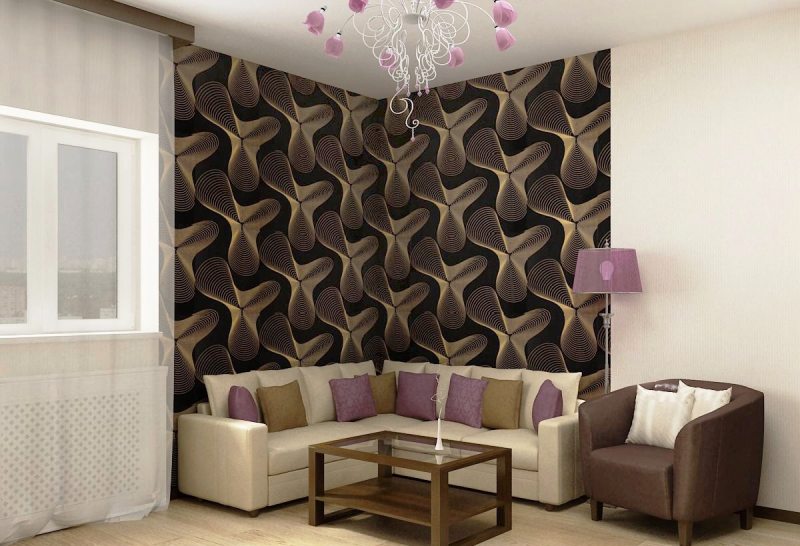 combination of wallpaper in the living room