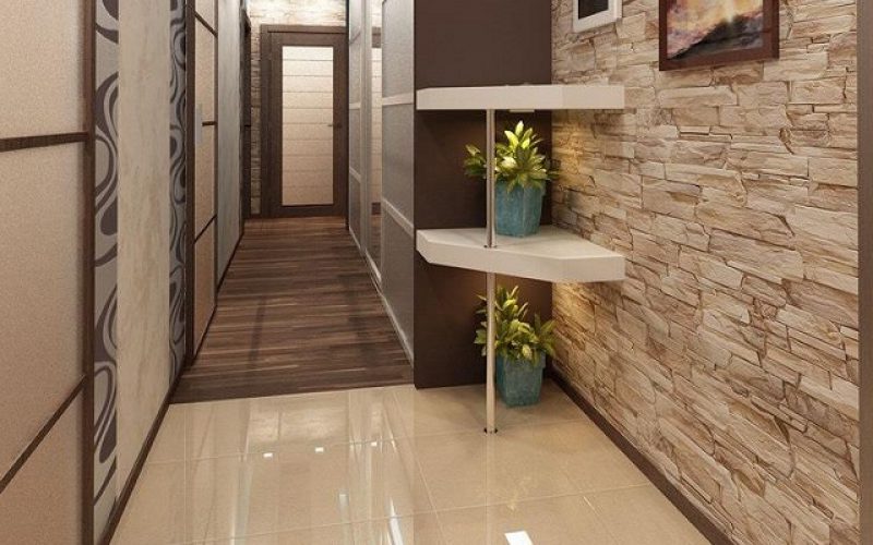 beige tile in the hallway