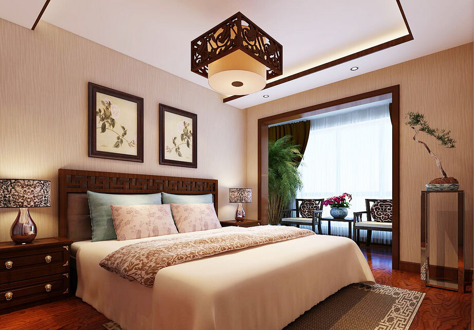 Oriental style bedroom decoration