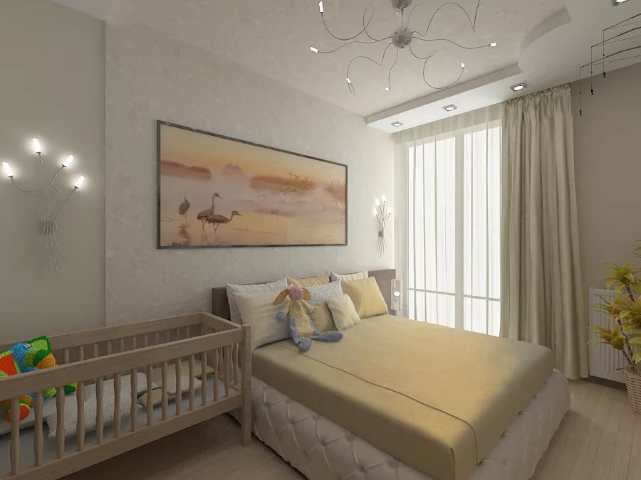bedroom and children's room in one room design ideas