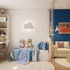 phòng ngủ và phòng trẻ em trong một phòng ý tưởng thiết kế