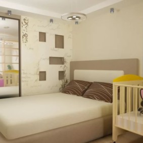 phòng ngủ và phòng trẻ em trong một phòng ý tưởng nội thất