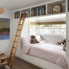children's bedroom with a bed by the window