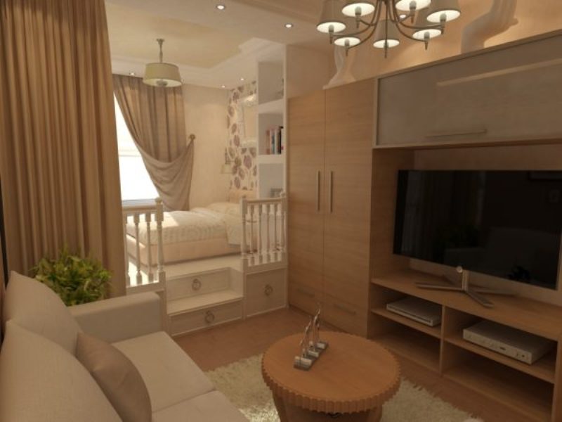 diseño de una sala de estar con guardería en una habitación