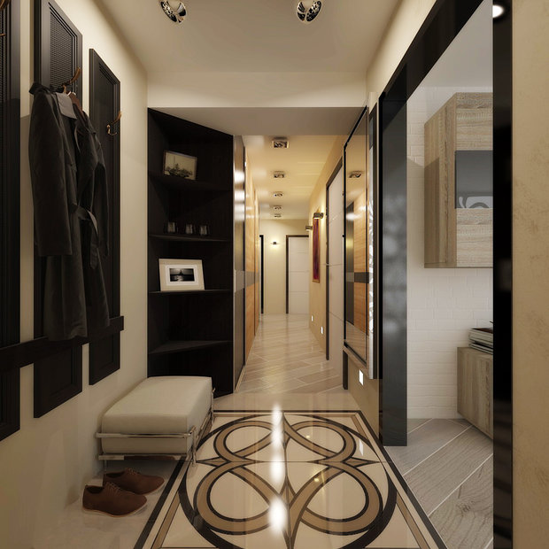 disseny del passadís en un apartament amb taulers