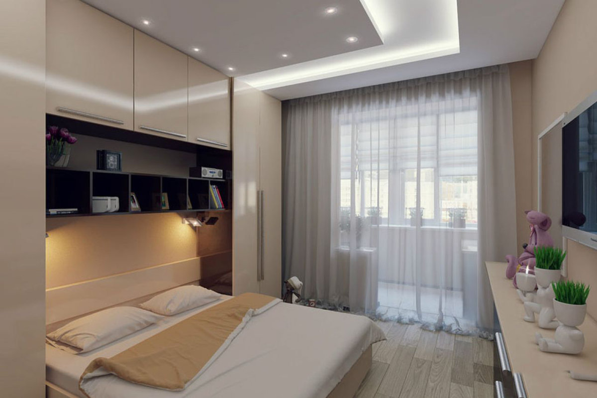 bedroom design 12 sq m with balcony