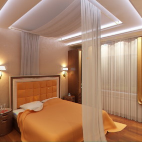 ห้องนอนออกแบบสีส้มขนาด 12 ตารางเมตร