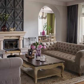 Upholstered fabric sofa