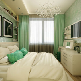 ผ้าม่านสีเขียวในห้องนอน