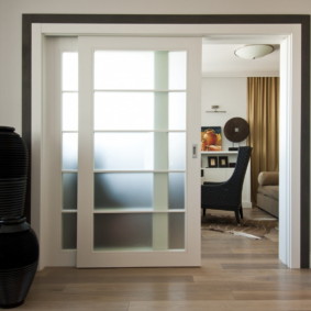 Sliding door in a modern living room