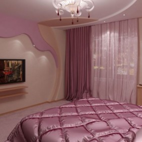Pink silid-tulugan sa isang modernong interior