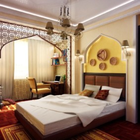 Oriental-style bedroom with study