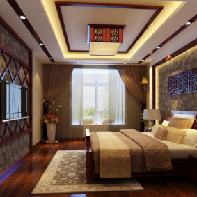 Plasterboard ceiling in the bedroom