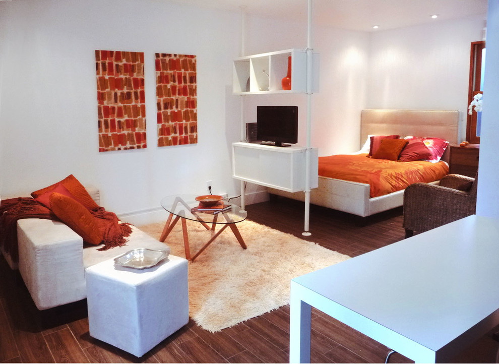 nappali és hálószoba egy szobában belső fotó