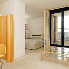 soggiorno e camera da letto nella stessa decorazione fotografica della stanza