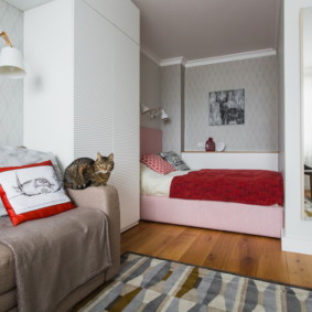 obývacia izba a spálňa v rovnakej miestnosti nápady dekor