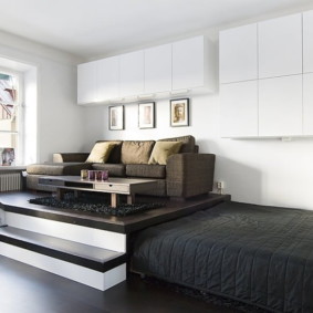 soggiorno e camera da letto in una panoramica delle idee di una stanza