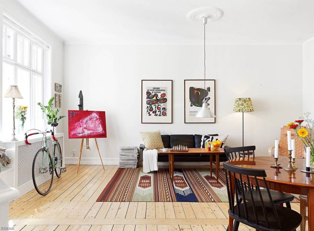 Foto di design di un soggiorno in stile scandinavo
