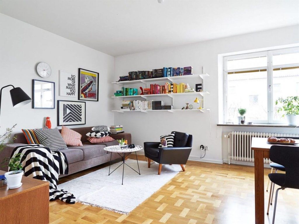 Scandinavian style living room photo interior