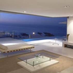 minimalista stílusú nappali belső fotó