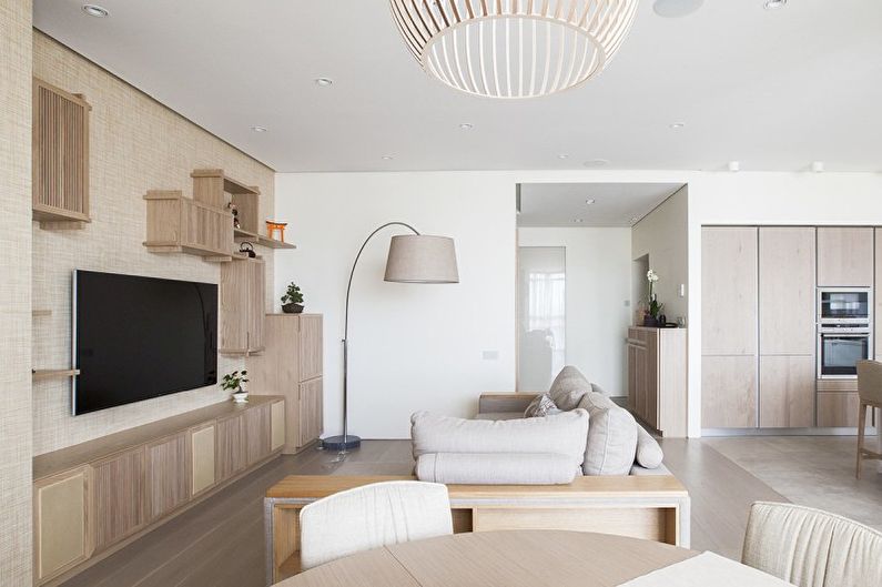 idei de living în stil minimalism interior