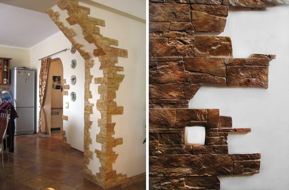 stūru dekorēšana dzīvokļa dizainā ar akmeni