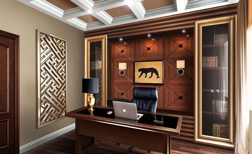 Dizaina biroja kabinets art deco stilā