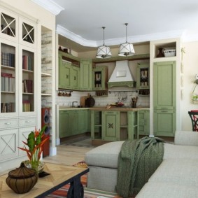 Rustic kitchen-living room