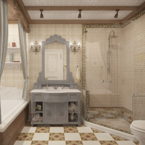 Nội thất gỗ trong nội thất phòng tắm