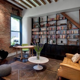 brick wall in the living room decor photo