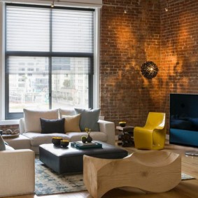 brick wall in living room photo design