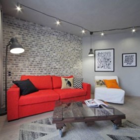 brick wall in the living room photo decoration