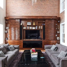 brick wall in living room interior ideas