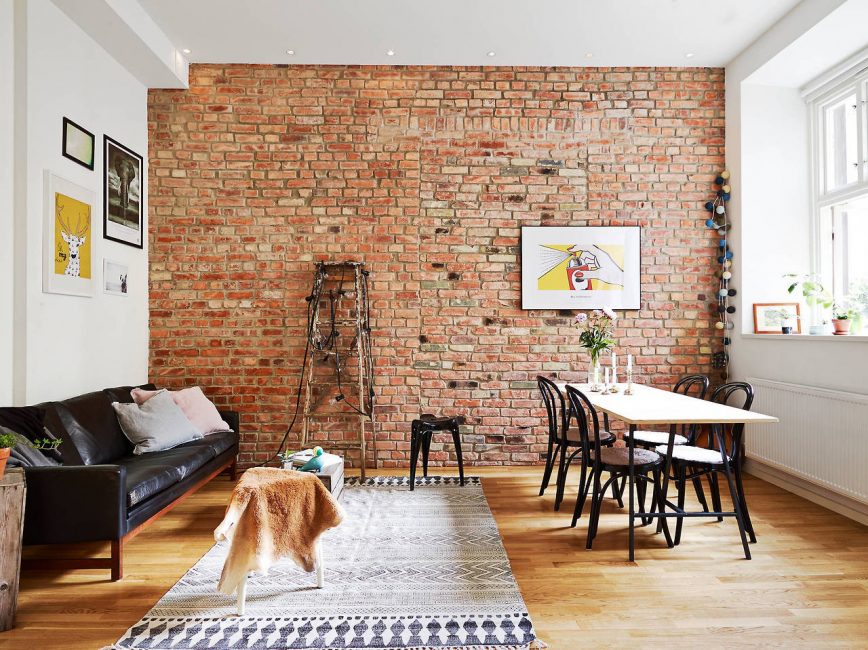 brick wall in the living room