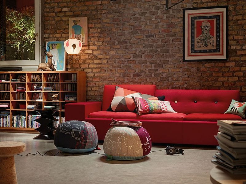 brick wall in living room photo ideas