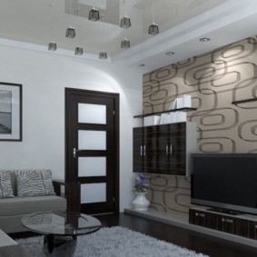 combinação de papel de parede no interior da sala de estar