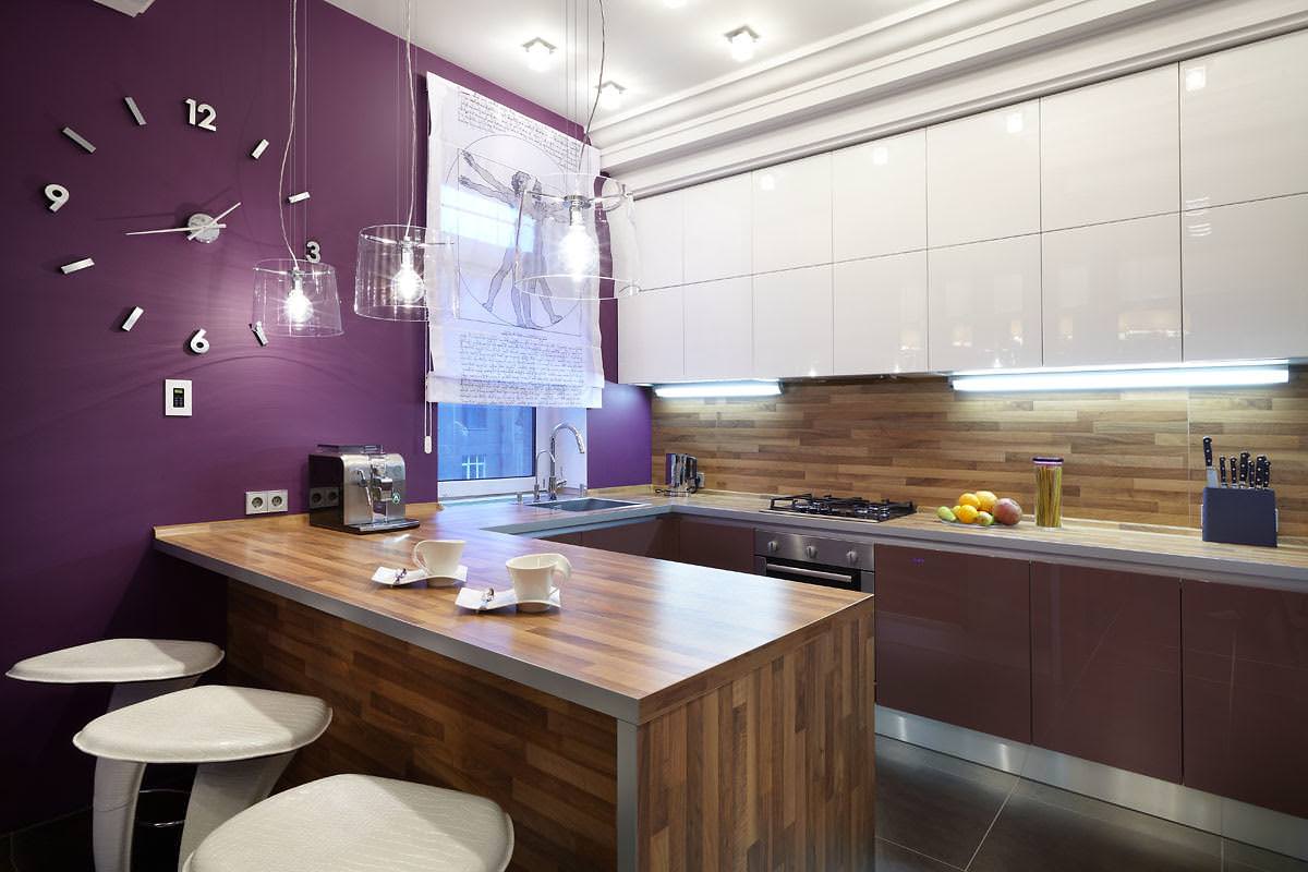 kitchen with bar counter interior photo