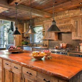 kitchen in a country house photo design