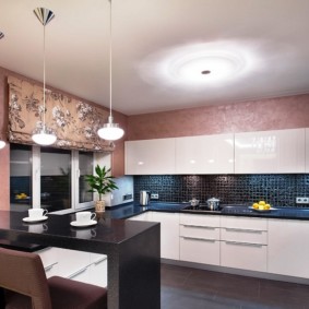 kitchen set with bar counter design photo