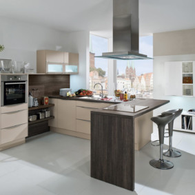 kitchen set with bar counter design photo