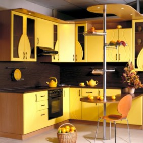 kitchen set with a bar counter photo design