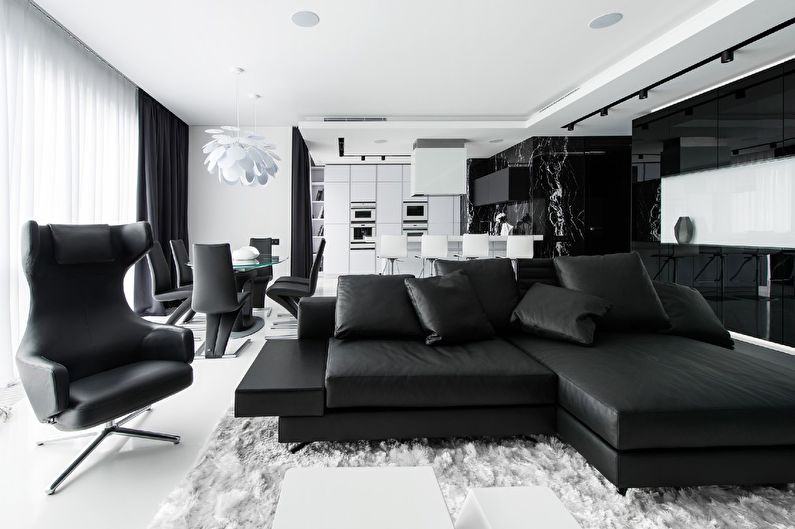 ý tưởng nội thất căn hộ màu đen và trắng