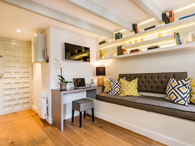 studio apartment with bed and sofa design ideas