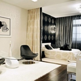 studio apartment na may mga ideya sa interior at sofa